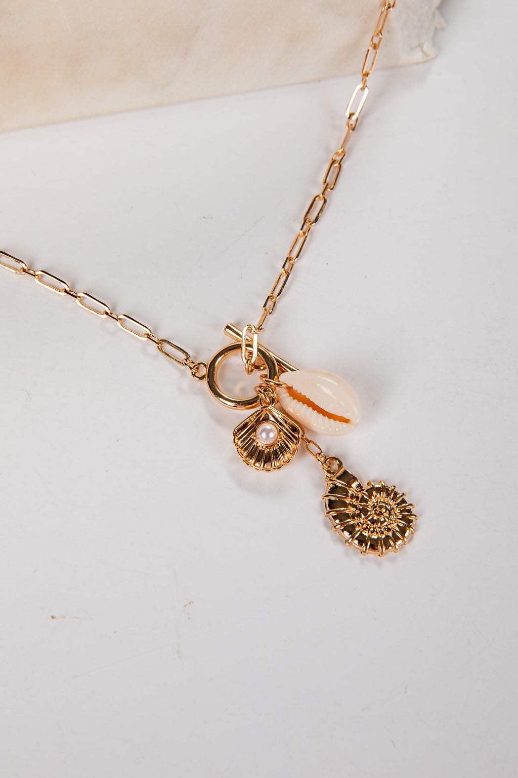 Erika Gold Shell Charm Necklace
