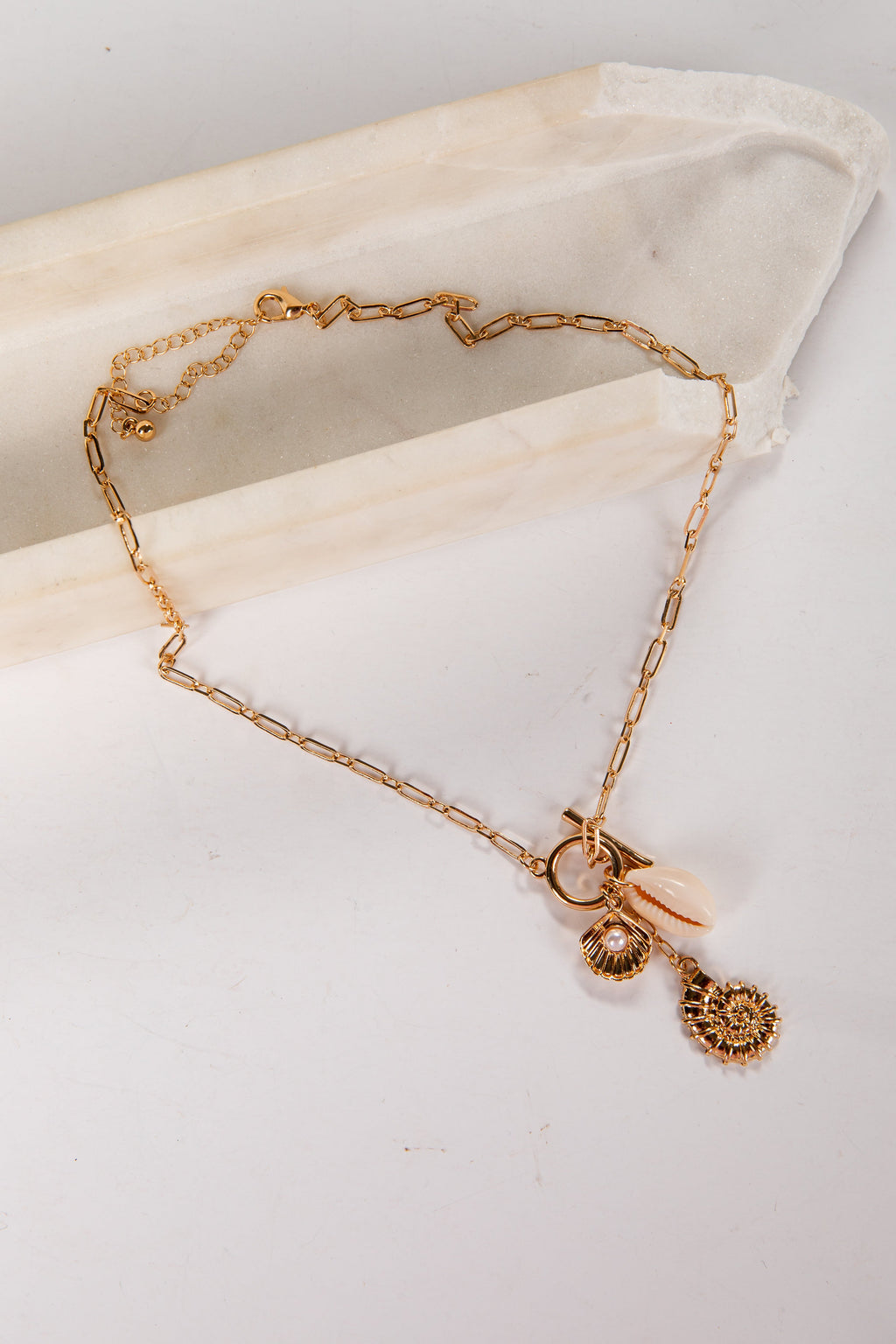 Erika Gold Shell Charm Necklace
