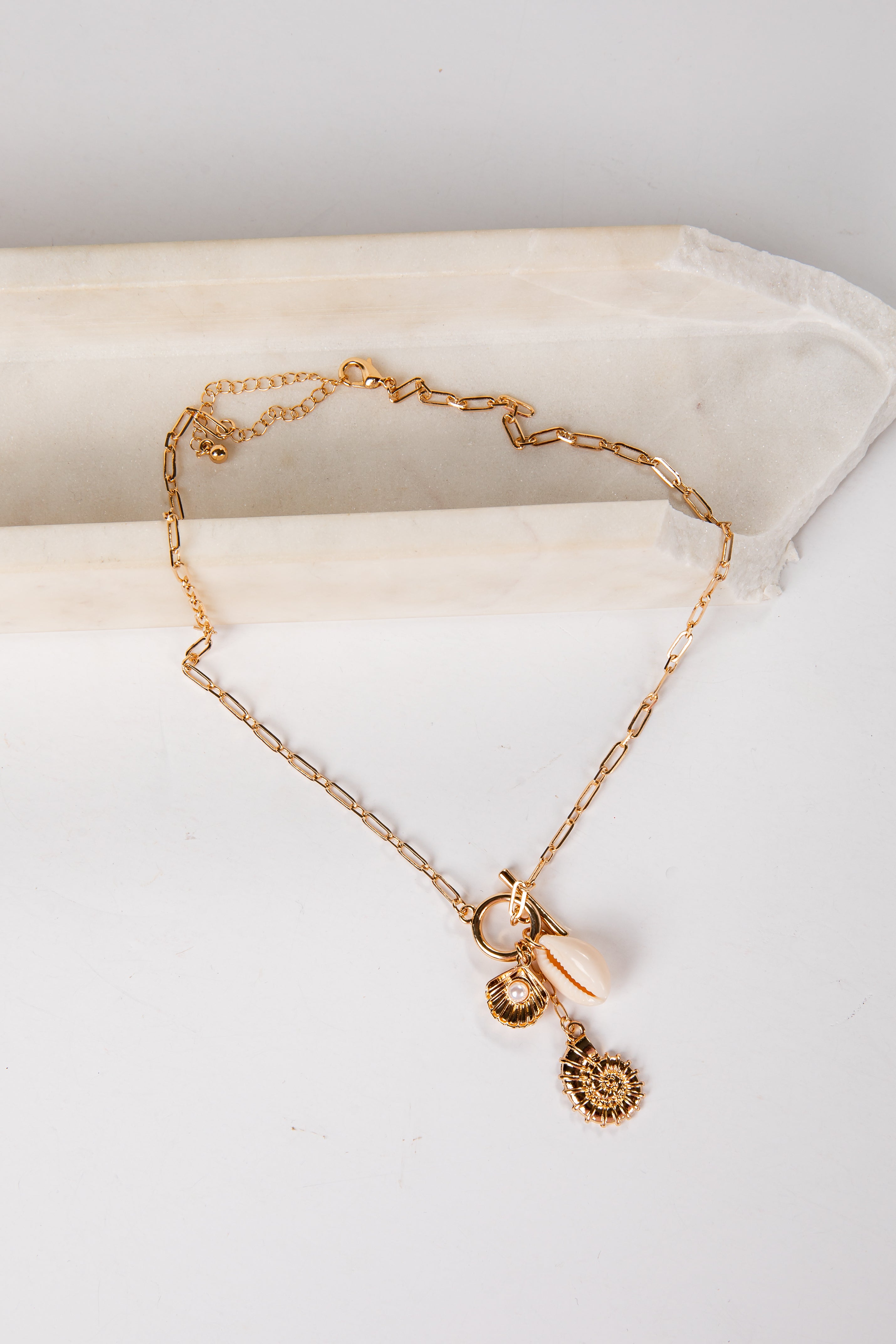 Erika Gold Shell Charm Necklace