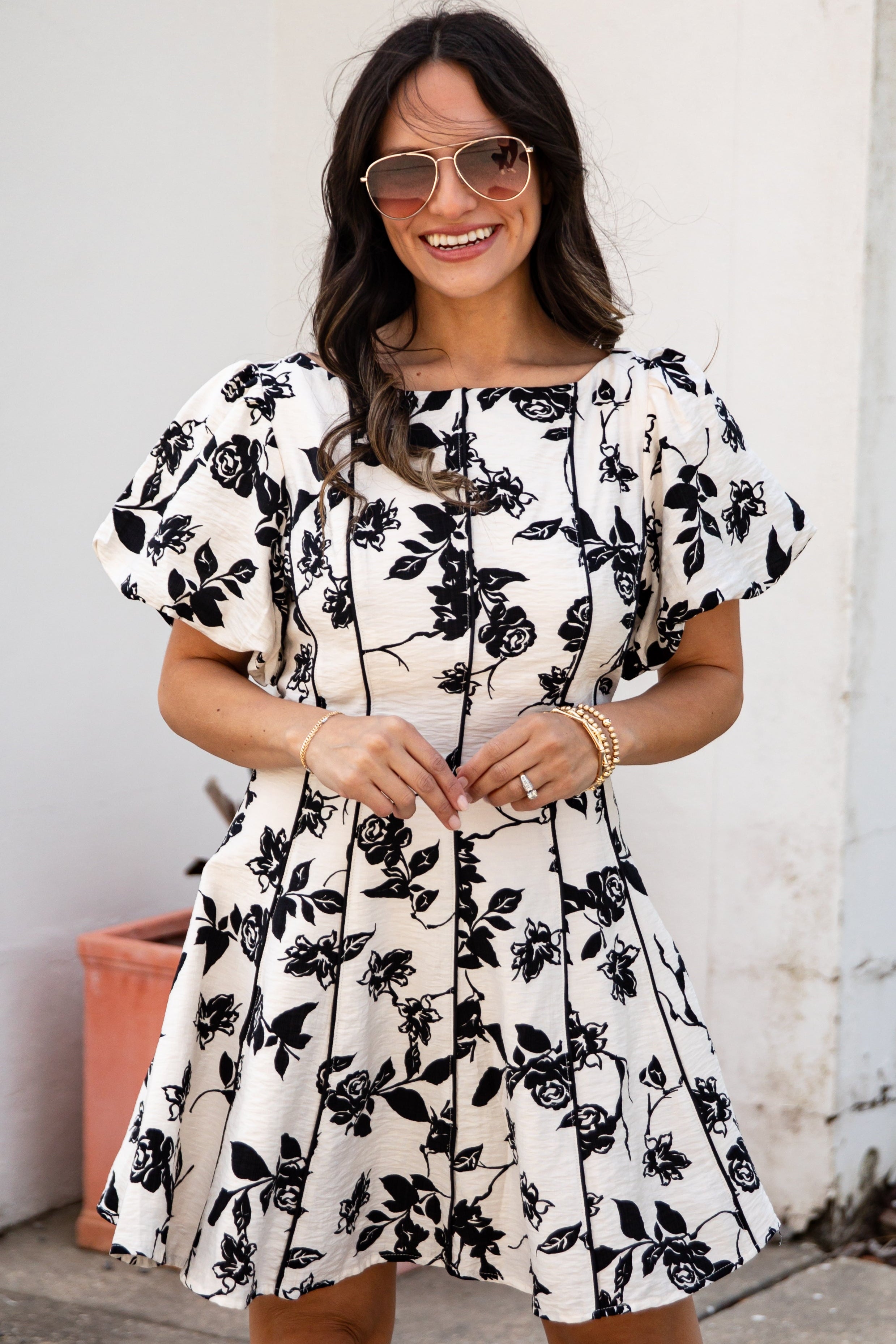 Oh So Good Ivory A-Line Floral Mini Dress