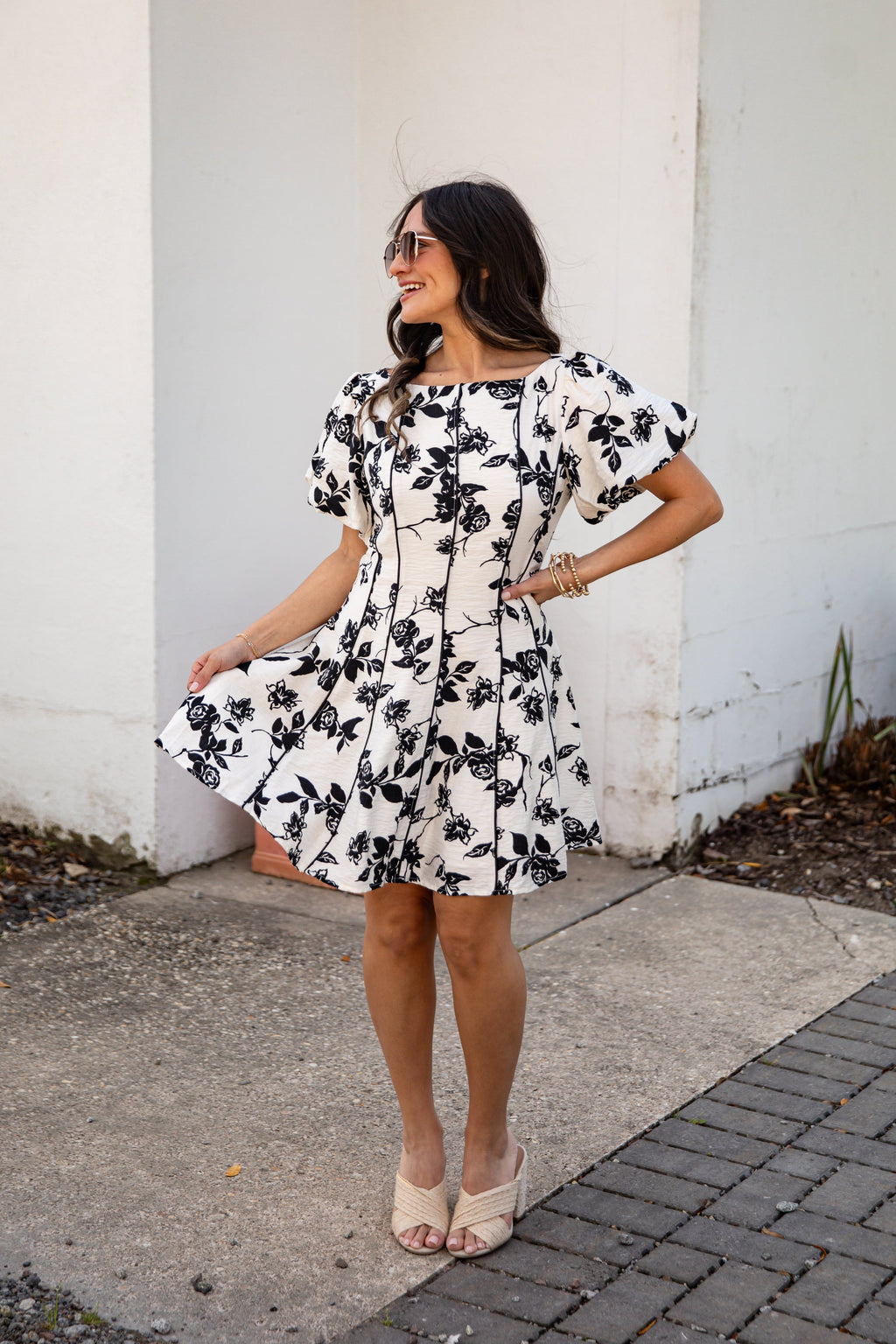 Oh So Good Ivory A-Line Floral Mini Dress