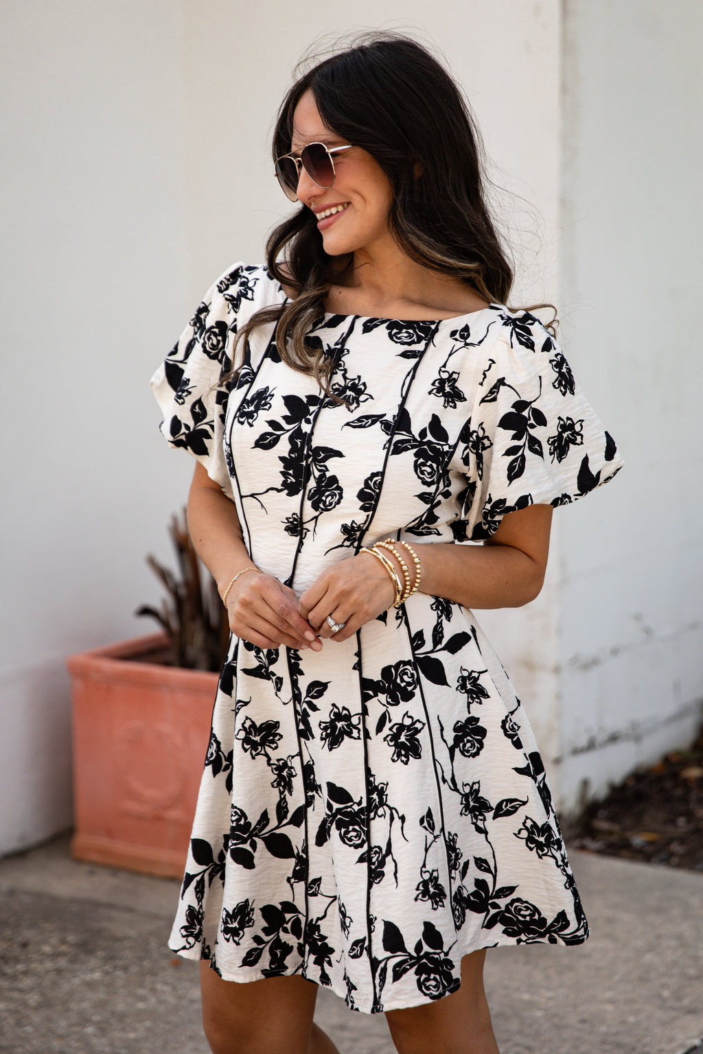 Oh So Good Ivory A-Line Floral Mini Dress