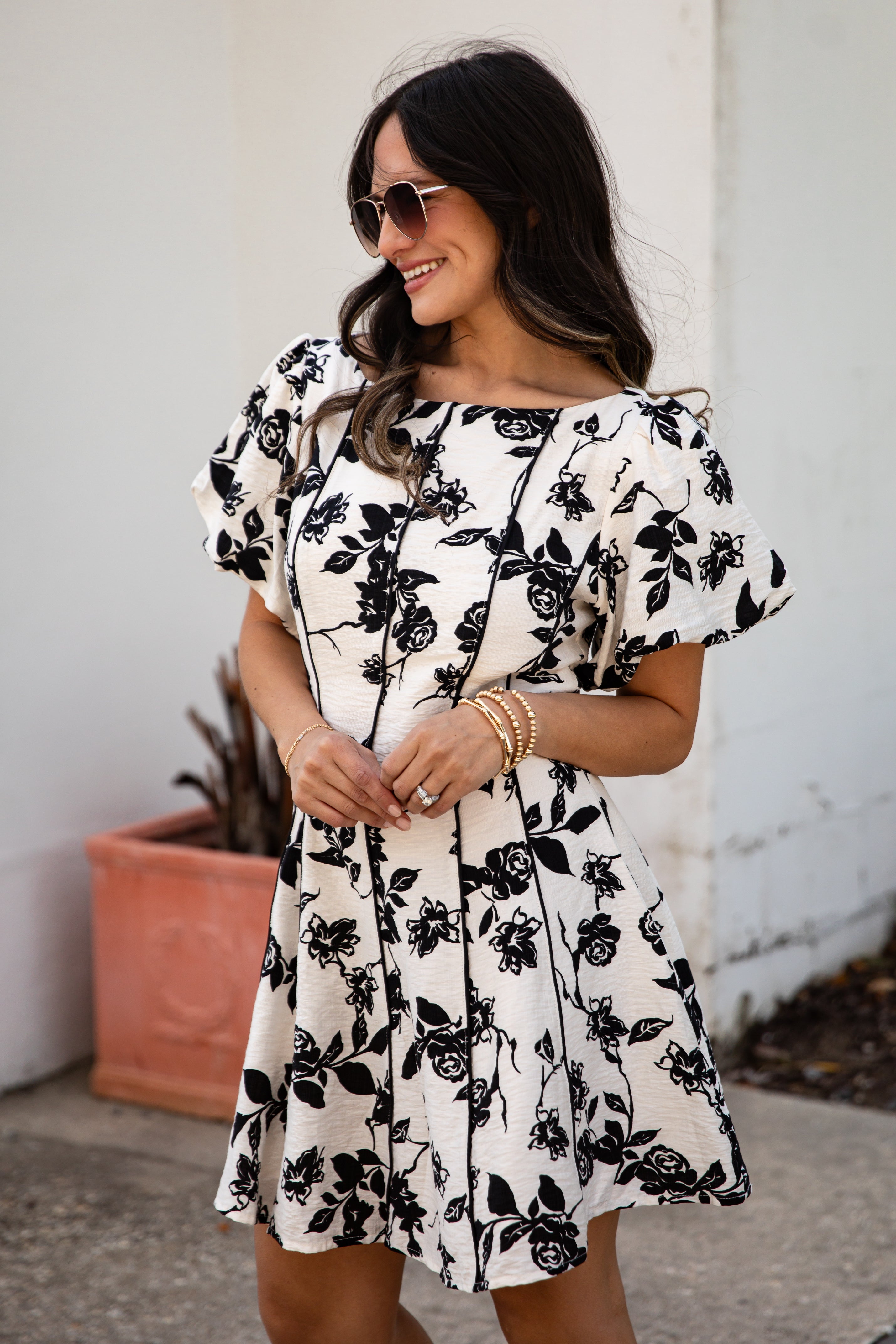 Oh So Good Ivory A-Line Floral Mini Dress