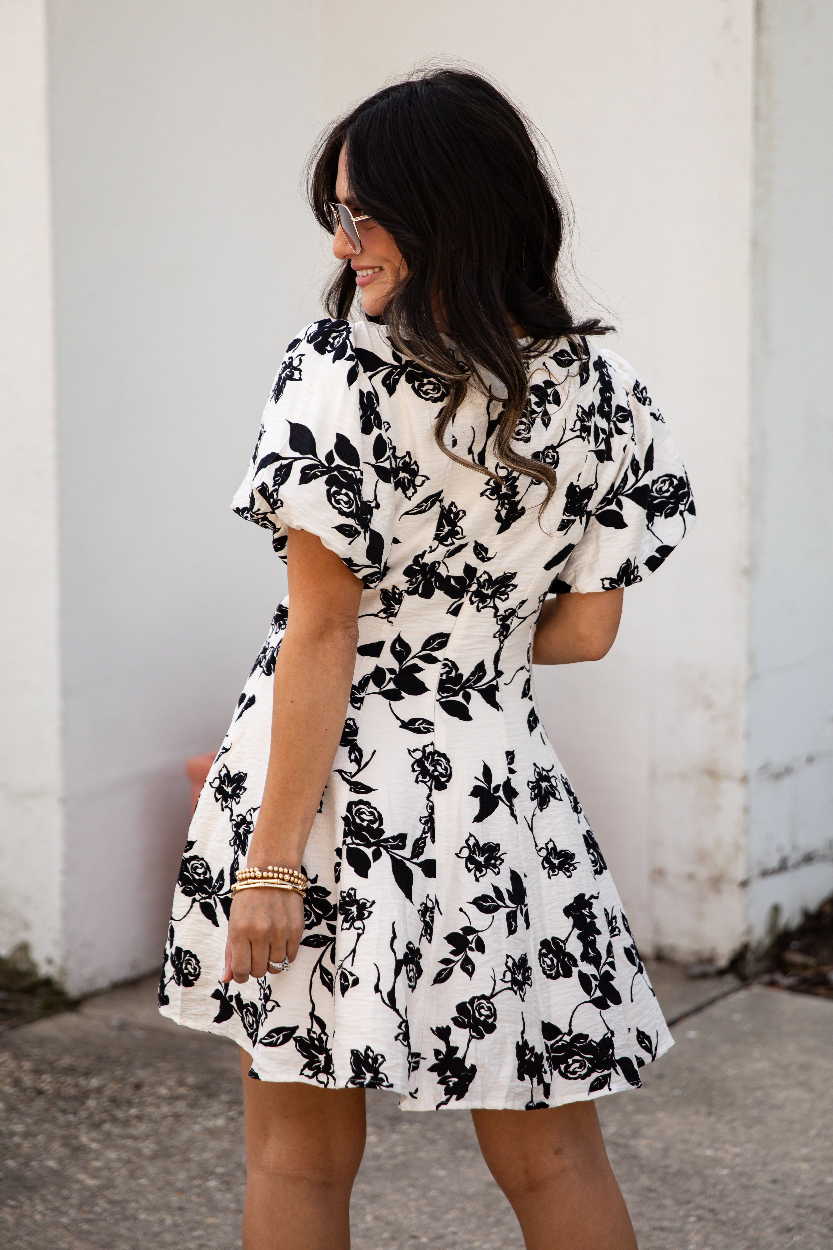 Oh So Good Ivory A-Line Floral Mini Dress