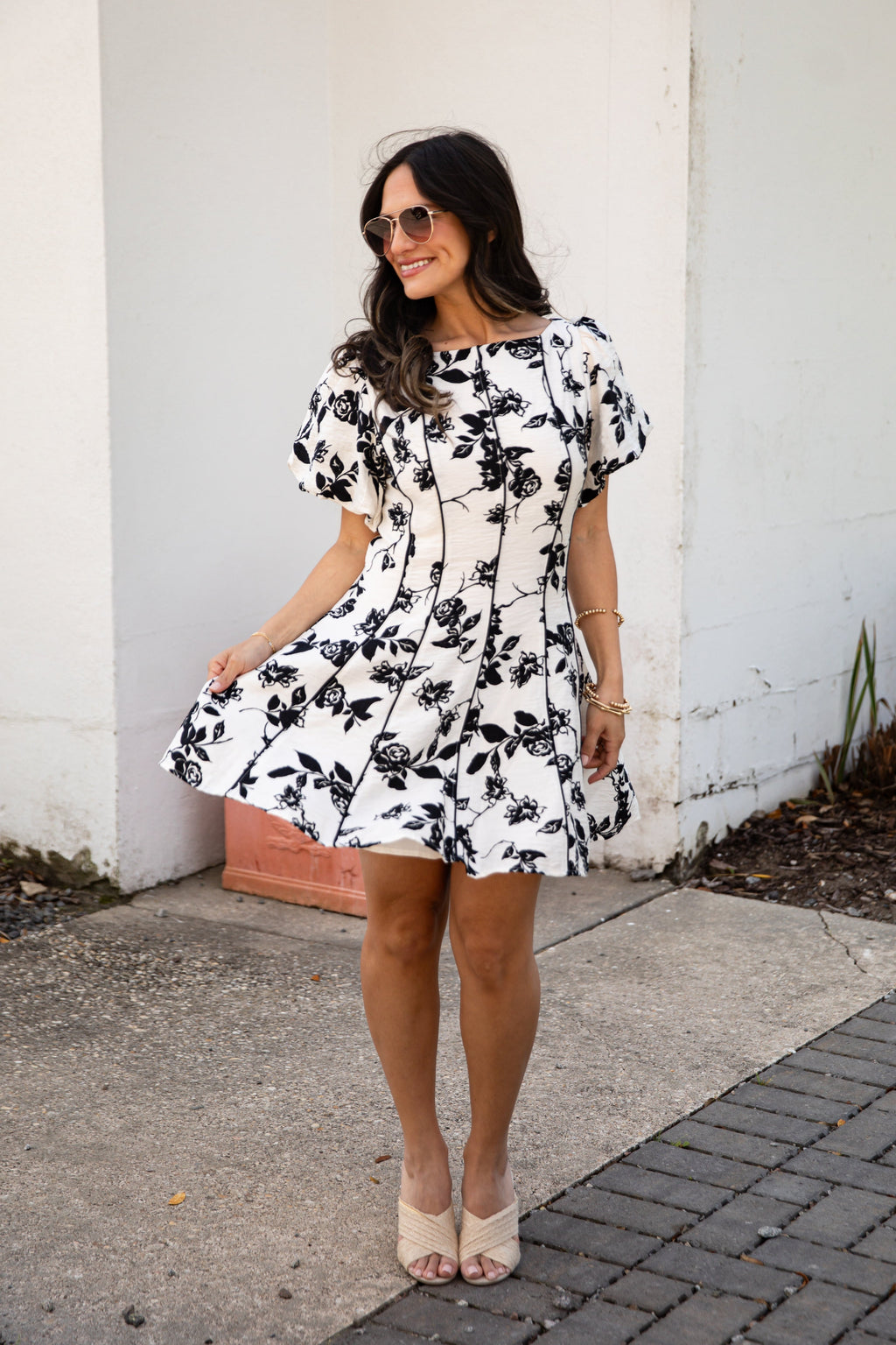Oh So Good Ivory A-Line Floral Mini Dress