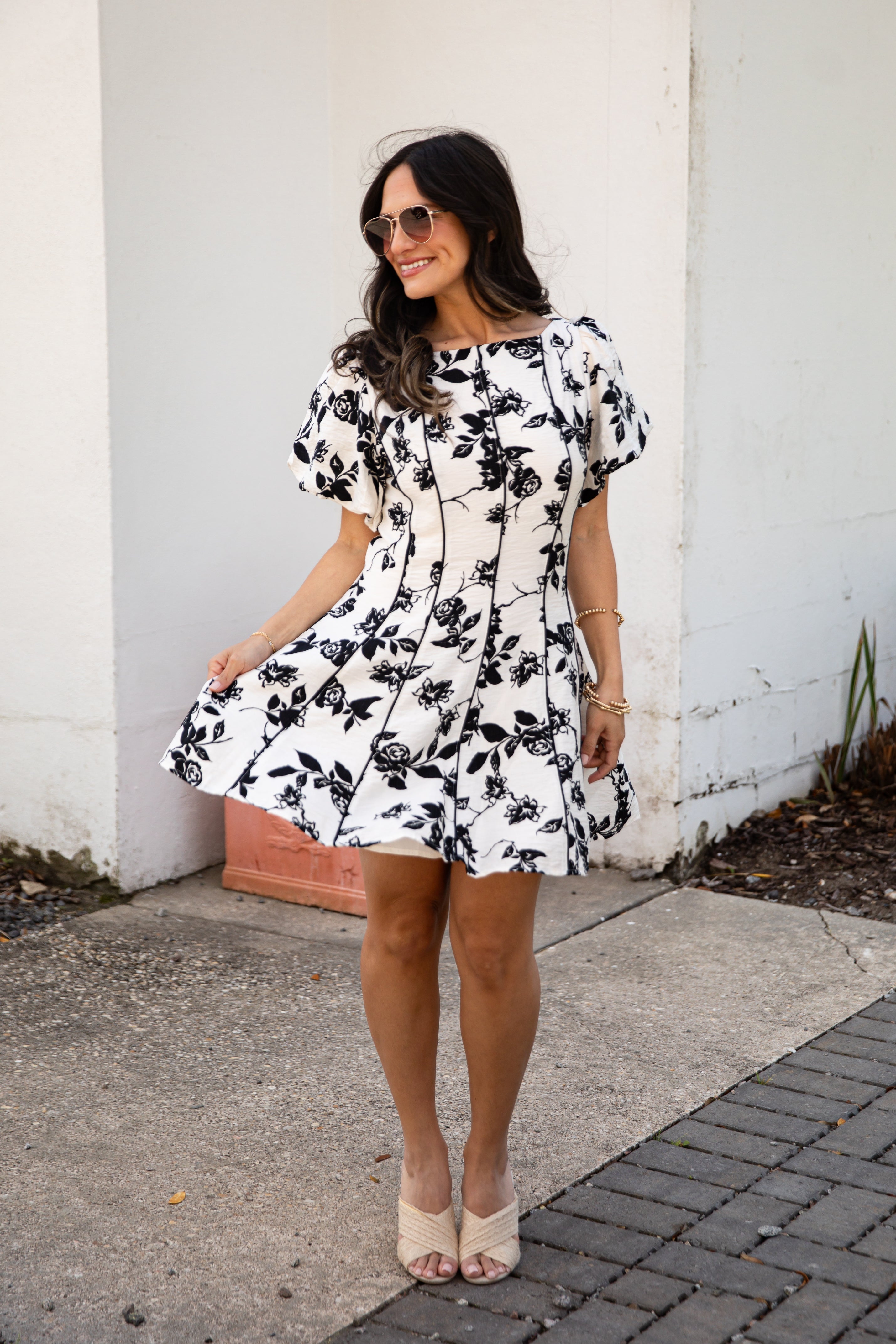Oh So Good Ivory A-Line Floral Mini Dress
